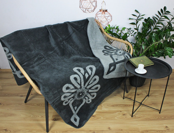 Koc bawełniany PARZENICA szara na cztery strony