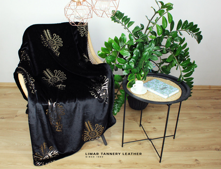 Koc MINKY POLAR parzenica złota na czarnym 150x200cm