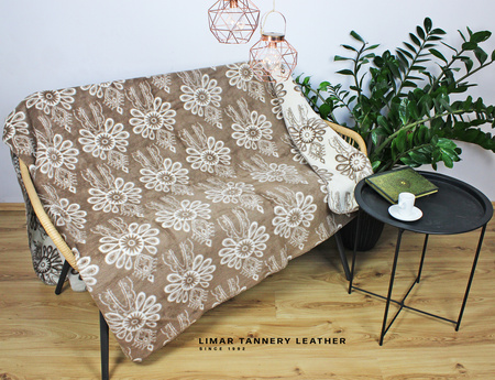 Koc bawełniany PARZENICE kremowo czekoladowe