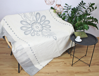 Koc bawełniany PARZENICA śmietankowo szara