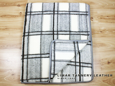 Koc wełniany KRATKA JASNO SZARA