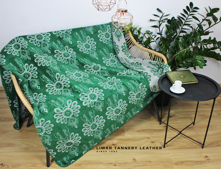 Koc bawełniany PARZENICE szaro zielone