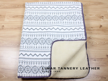 Koc wełniany z polarem SWETEREK SZARO - BIAŁY