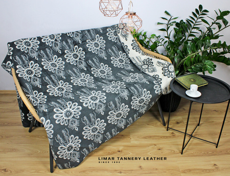 Koc bawełniany PARZENICE intensywne szaro białe