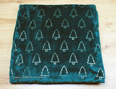 Koc MINKY POLAR złote CHOINKI NA BUTELKOWEJ ZIELENI