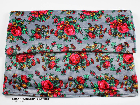 Koc MINKY POLAR róże na szarym tle