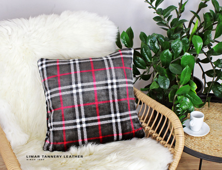 Poszewka minky-polar krata gorzka czekolada