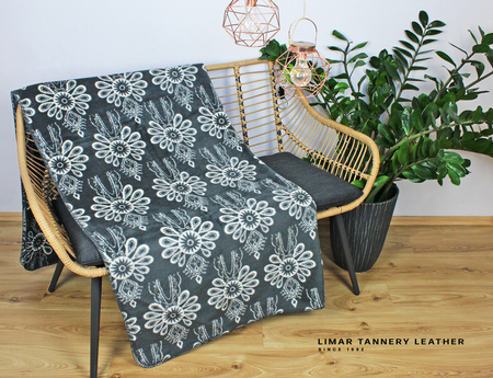 Koc bawełniany PARZENICE intensywne szaro białe