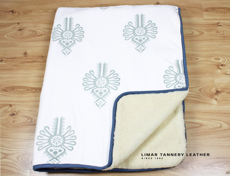 Koc wełniany z polarem PARZENICA 3D OSZRONIONA SZAROŚĆ NA ŚMIETANCE