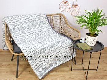 Koc wełniany z polarem SWETEREK SZARO - BIAŁY