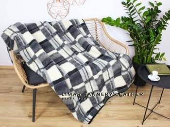 Koc wełniany KRATKA SZARA