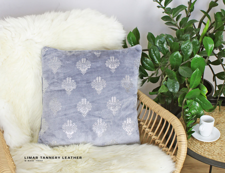 Poszewka minky-polar srebrne mini parzenice na szarym tle