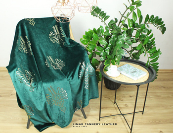 Koc MINKY POLAR złota parzenica na zielonym tle 150x200cm