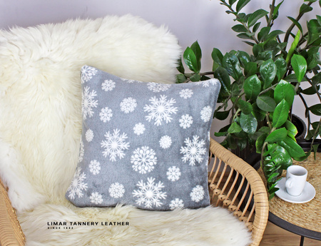 Poszewka minky-polar śnieżki na szarym tle