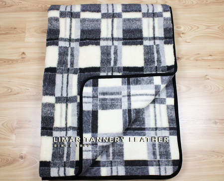 Koc wełniany KRATKA SZARA