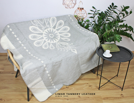 Koc bawełniany PARZENICA śmietankowo szara