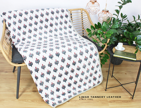 Koc wełniany z polarem KOLOROWE MINI PARZENICE na białym