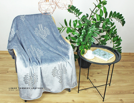 Koc MINKY POLAR srebrna parzenica na szarym tle 150x200cm