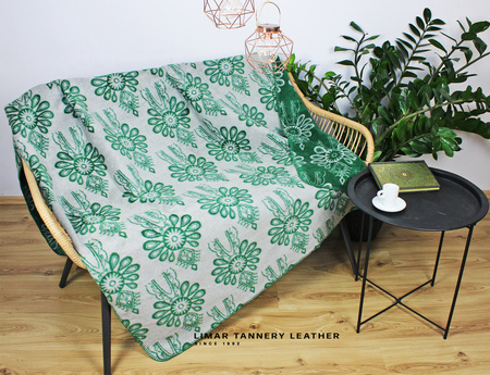 Koc bawełniany PARZENICE szaro zielone