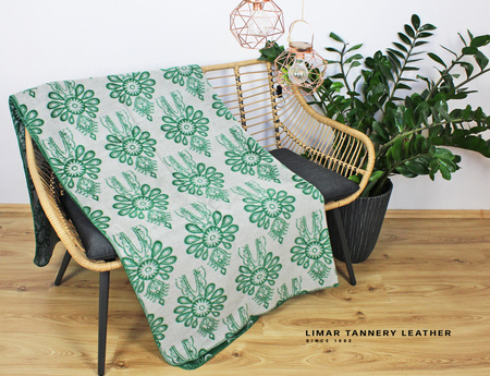 Koc bawełniany PARZENICE szaro zielone