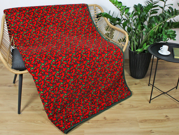 Koc wełniany z polarem RÓŻYCZKI Z OGRÓDKA