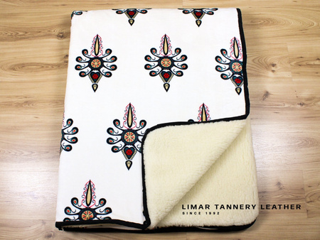 Koc wełniany z polarem KOLOROWA PARZENICA NA BIAŁYM TLE