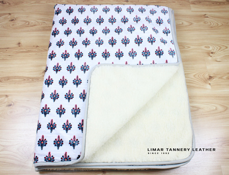 Koc wełniany z polarem KOLOROWE MINI PARZENICE na białym