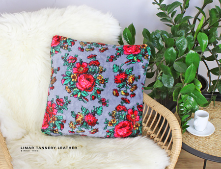 Poszewka minky-polar róże na szarym tle