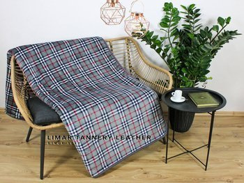 Koc wełniany z polarem KRATKA SZARA