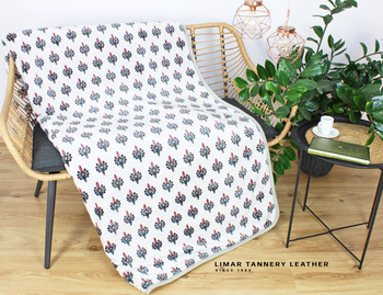 Koc wełniany z polarem KOLOROWE MINI PARZENICE na białym